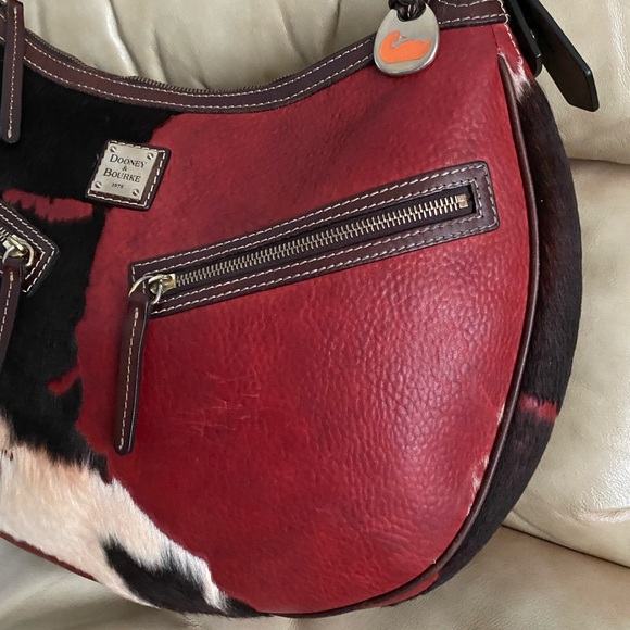 RARE Dooney & Bourke Calf Hair Fur-on STAINS INSIDE Large Leather Bag - Picture 4 of 16